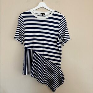 COS Striped TShirt Shirt Navy White Medium Asymmetrical Mixed Print